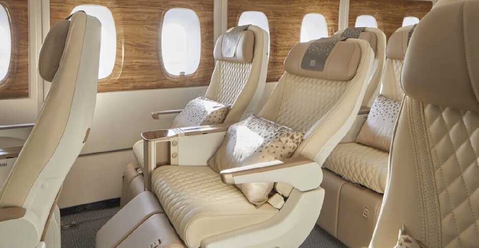 Emirates premium economy cabin